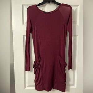 BCBG Maxazria burgundy long sleeve dress size medium
